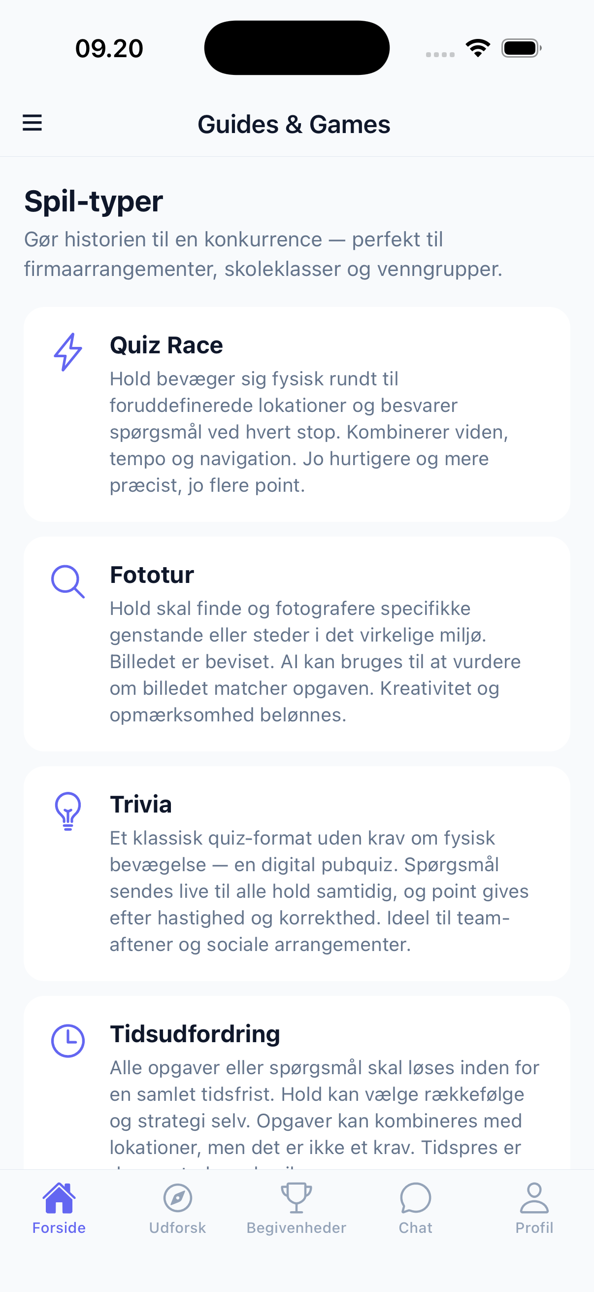 Hiscovery app med kort og rute