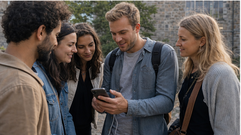 Mindre gruppe på guidet tur